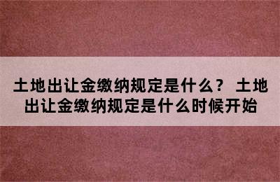 土地出让金缴纳规定是什么？ 土地出让金缴纳规定是什么时候开始